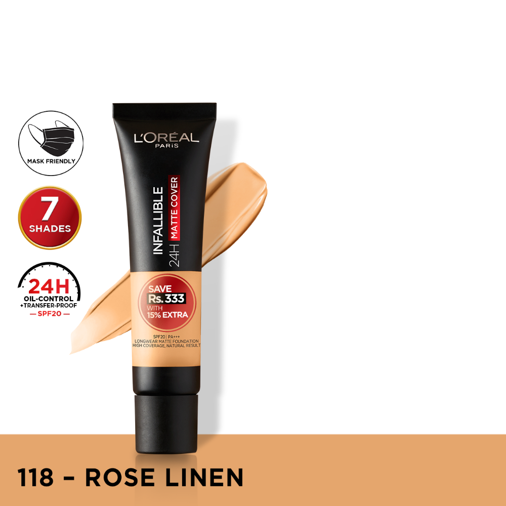 LOREAL INFALLIBLE 24H MATTE COVERAGE FOUNDATION 35ML 118- ROSE LINEN