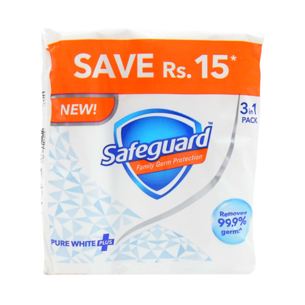 SAFEGUARD SOAP PURE WHITE MEDIUM SIZE 3X95 GM