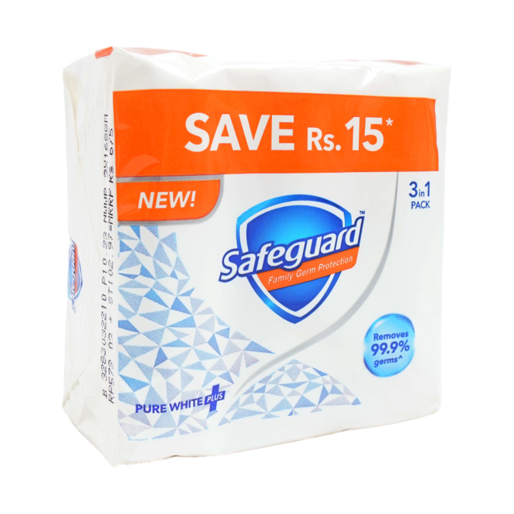 SAFEGUARD SOAP PURE WHITE JUMBO SIZE 3X168 GM