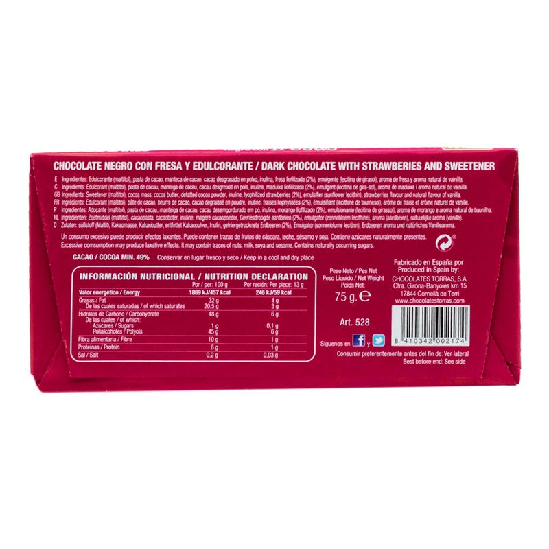 TORRAS DARK CHOCOLATE WITH STRAWBERRIES 75G