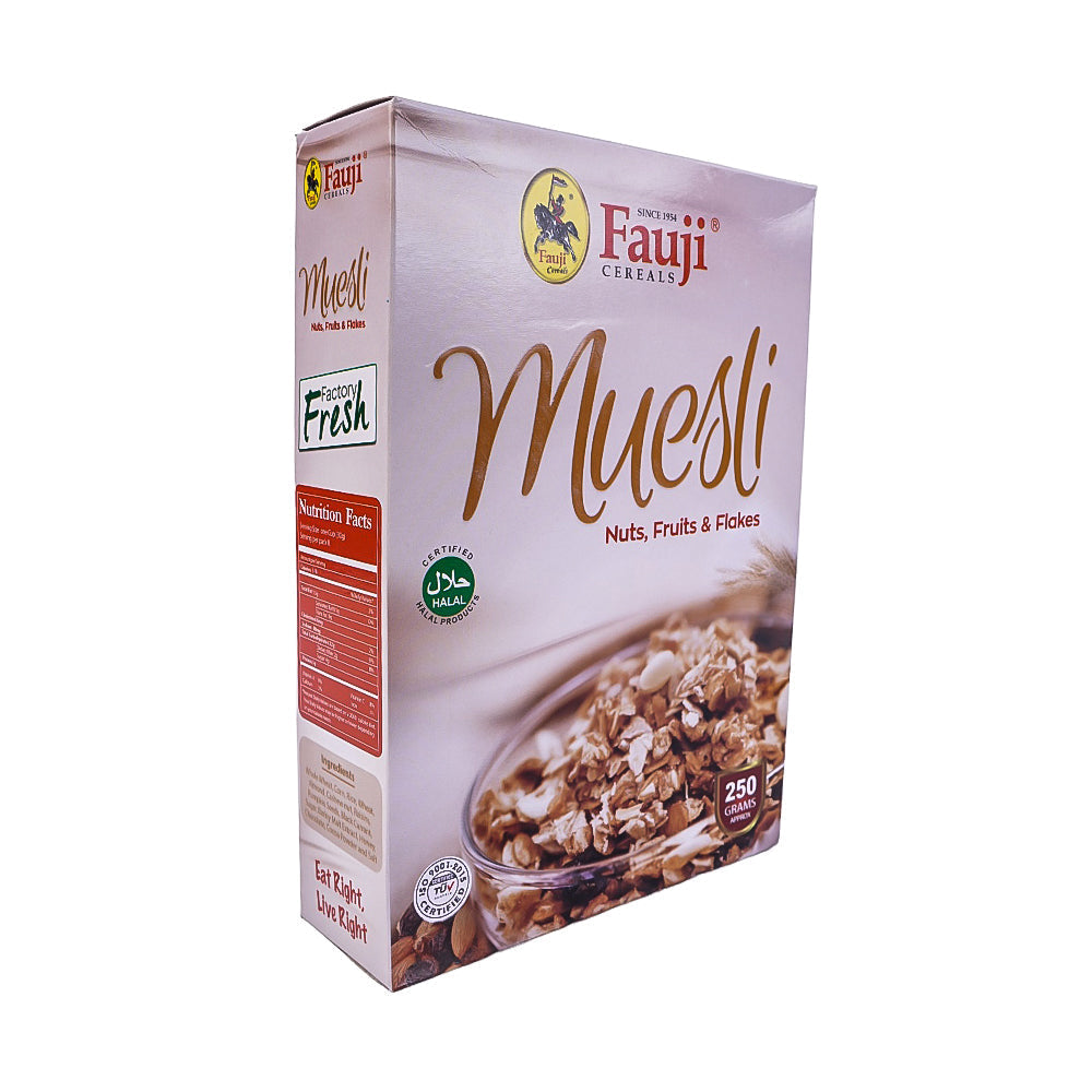 FAUJI CEREAL MUESLI NUTS FRUITS AND FLAKES 250 GM