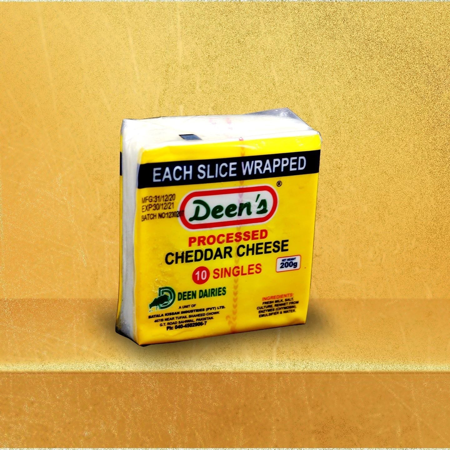 DEENS PROCESSED CHEDDAR CHEESE SLICE 10S 200 GM