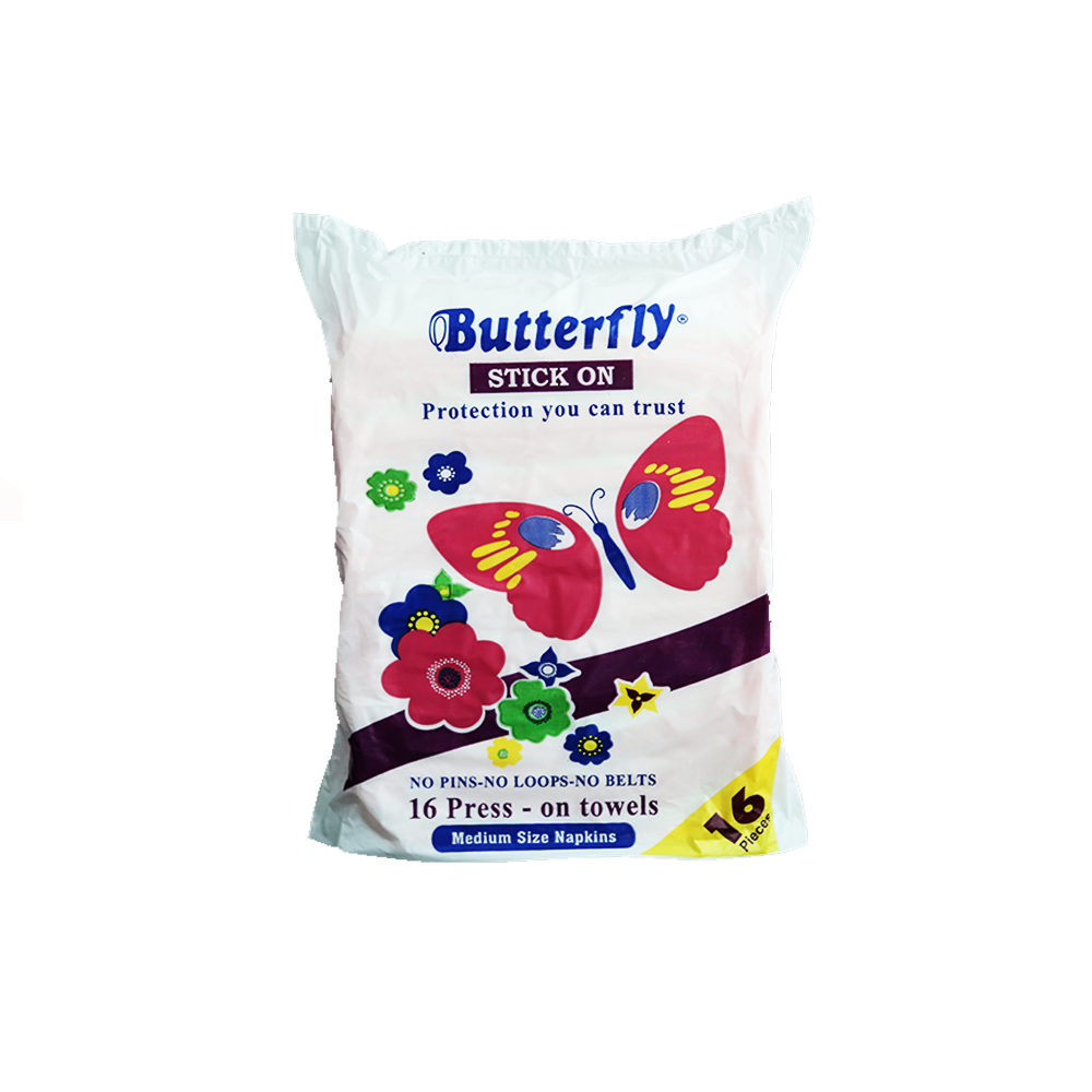 BUTTER FLY SANITARY NAPKINS MEDIUM 16 PCS