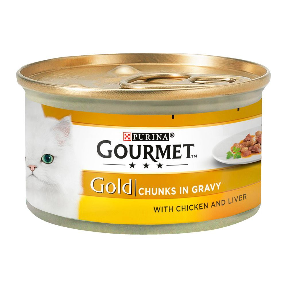 PURINA GOURMET CAT FOOD GOLD CHUNKS CHICKEN AND LIVER 85 GM