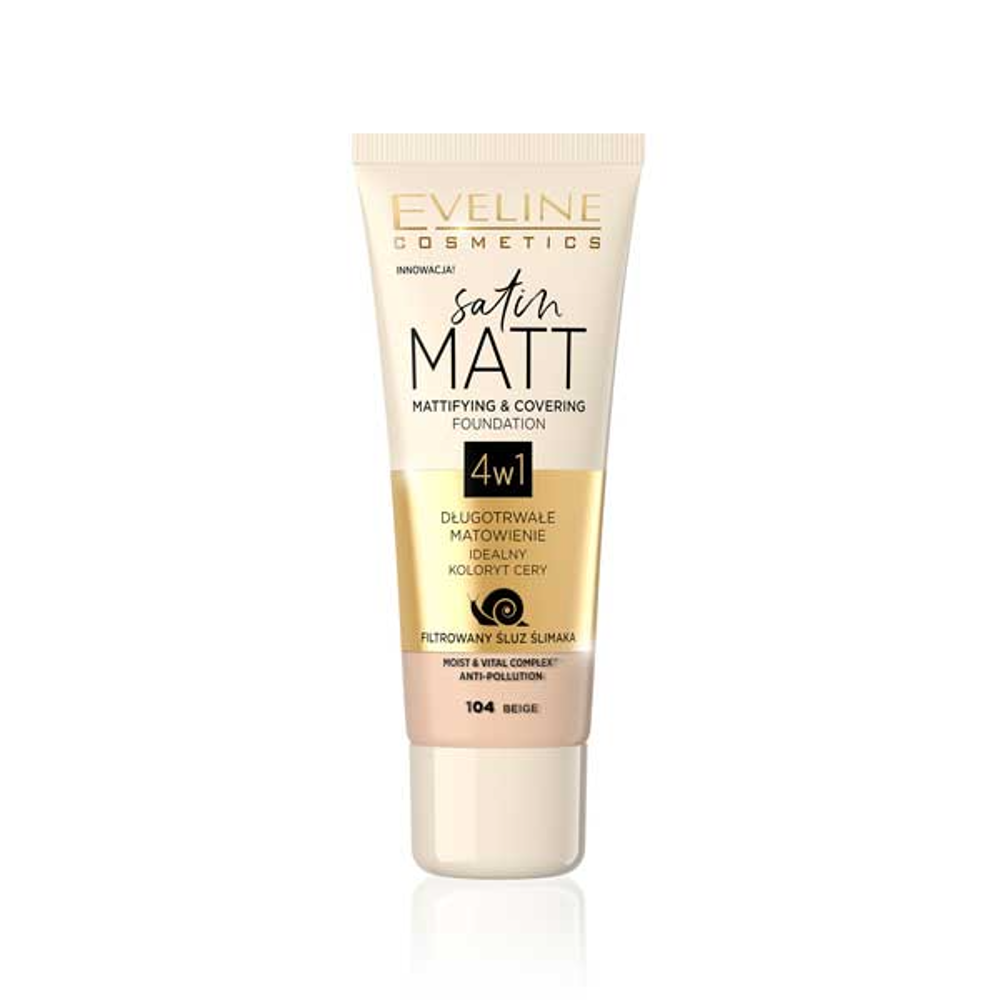 EVELINE SATIN MATT MATTIFYING & COVERING FOUNDATION 104 BEIG