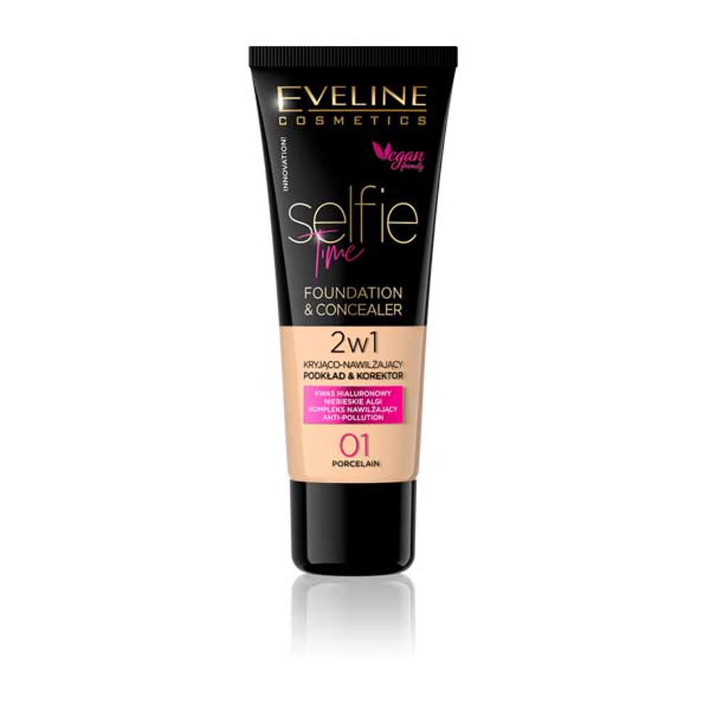 EVELINE SELFIE TIME FOUNDATION & CONCEALER 01 PORCELAIN 30ML