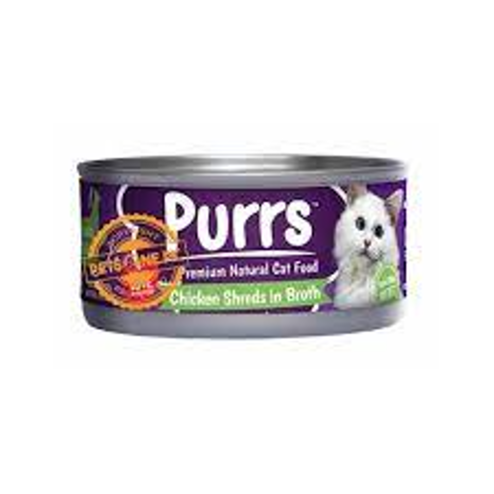 PURRS CAT FOOD CHICKEN SHREDS IN BROTH 130 GM