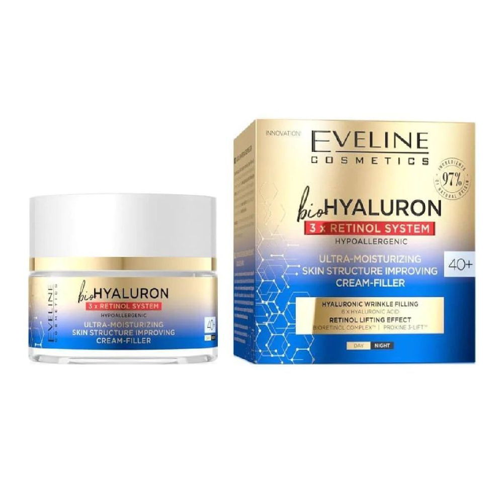 EVELINE BIO HYALURON 3X RETINOL SYSTEM CREAM FILLER 40+ 50ML