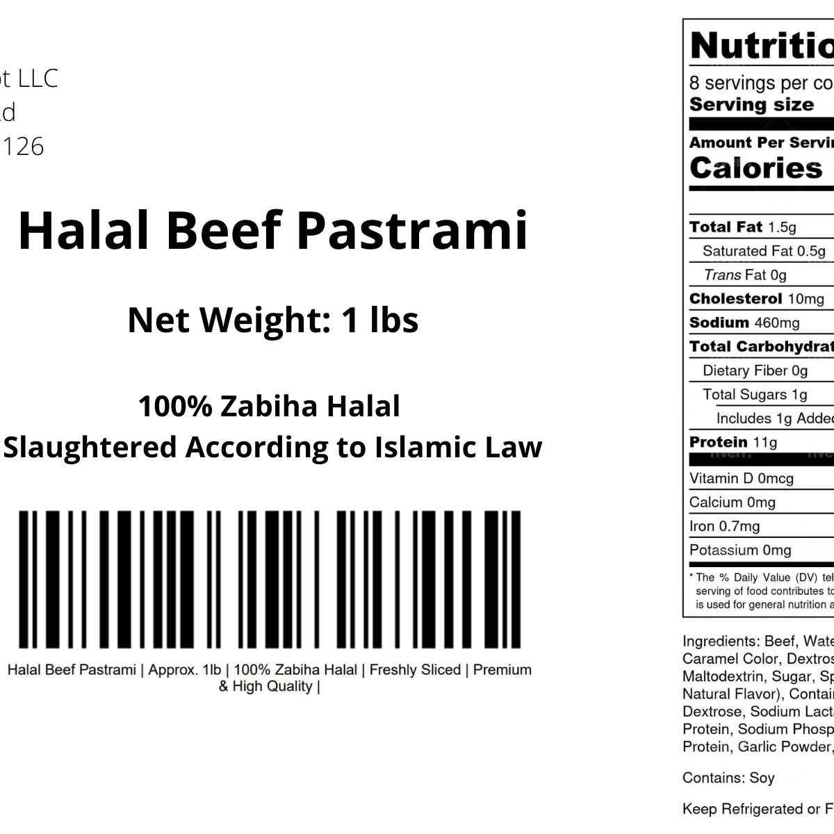 Halal Beef Pastrami | Approx. 1lb | Freshly Sliced |