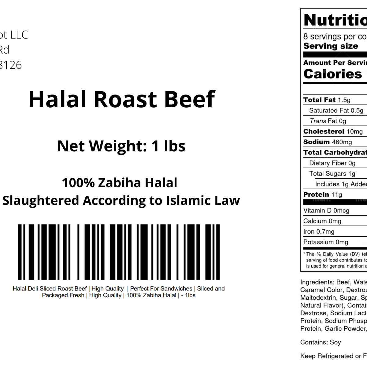Halal Deli Sliced Roast Beef | High Quality | Perfect For Sandwiches |