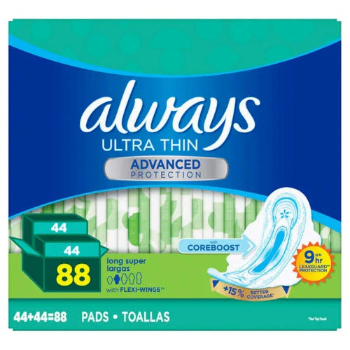 ALWAYS SANITARY PADS ULTRA THIN LONG SUPER 88PC