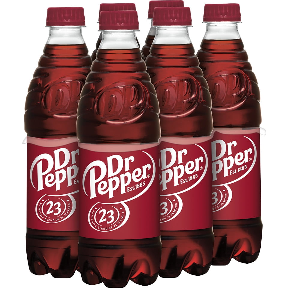 Dr Pepper Soda, .5 L bottles, 6 pack