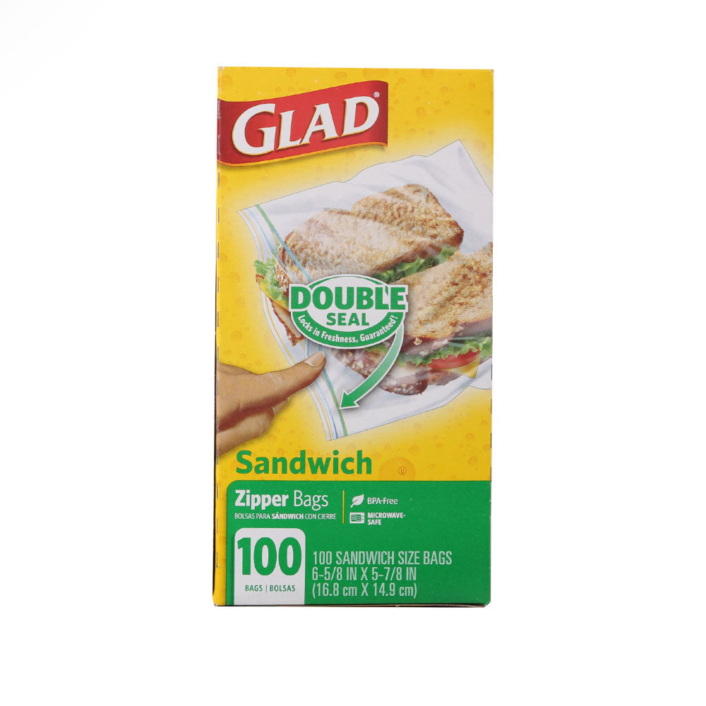 GLAD ZIPPER BAGS SANDWICH DOUBLE SEAL 14.9CM 100PC