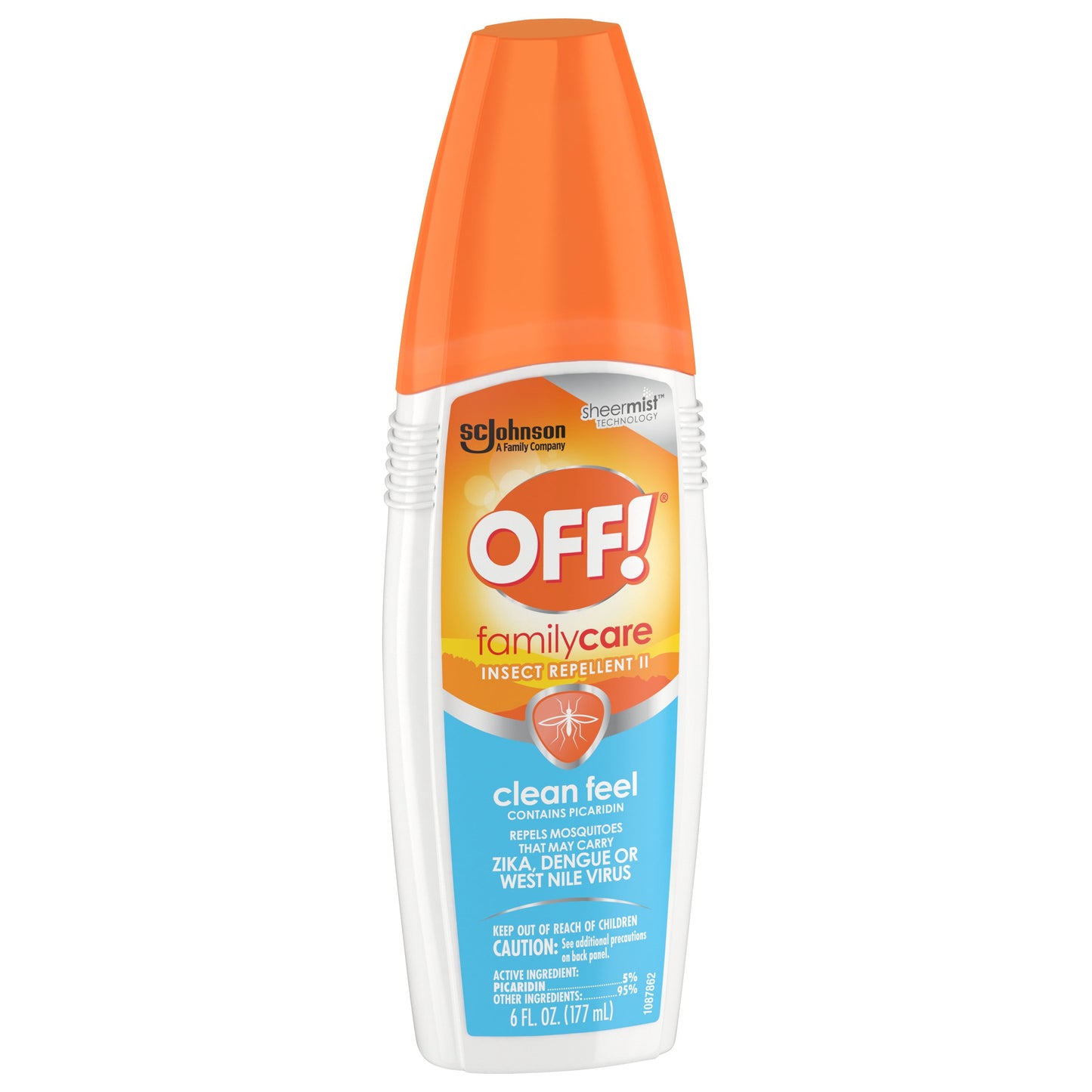 OFF! FamilyCare Insect Repellent II, Clean Feel Pump Bug Spray with Picaridin, 6 oz