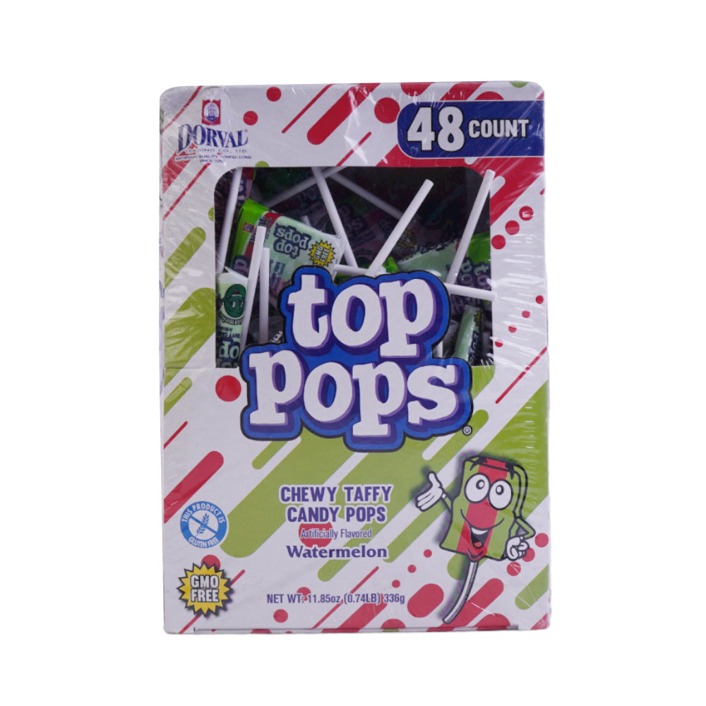 DORVAL TOP POPS CHEWY TAFFY CANDY POP WATERMELON 336 GM