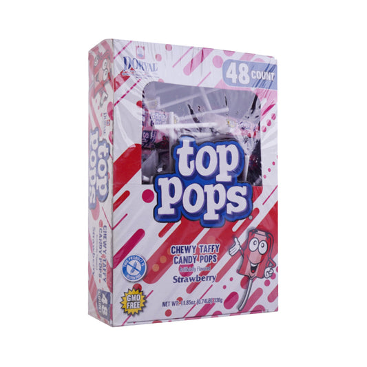 DORVAL TOP POPS CHEWY TAFFY CANDY POP STRAWBERRY 336 GM