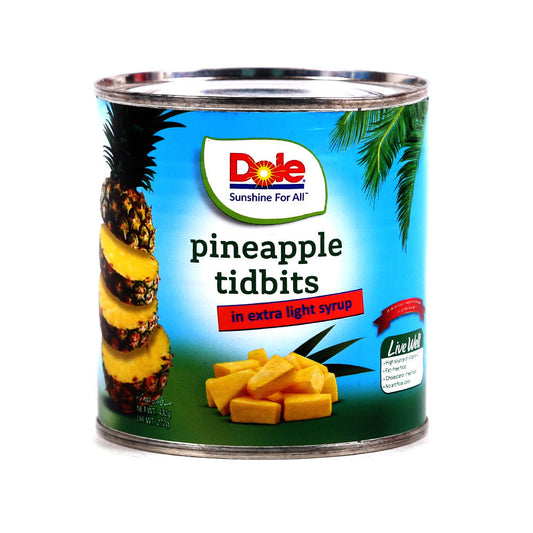 DOLE PINEAPPLE TIDBITS TIN 432 GM