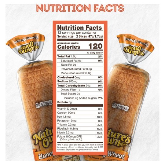 Nature's Own Honey Wheat Thin Sliced, Honey Wheat Sandwich Bread, 20 oz Loaf