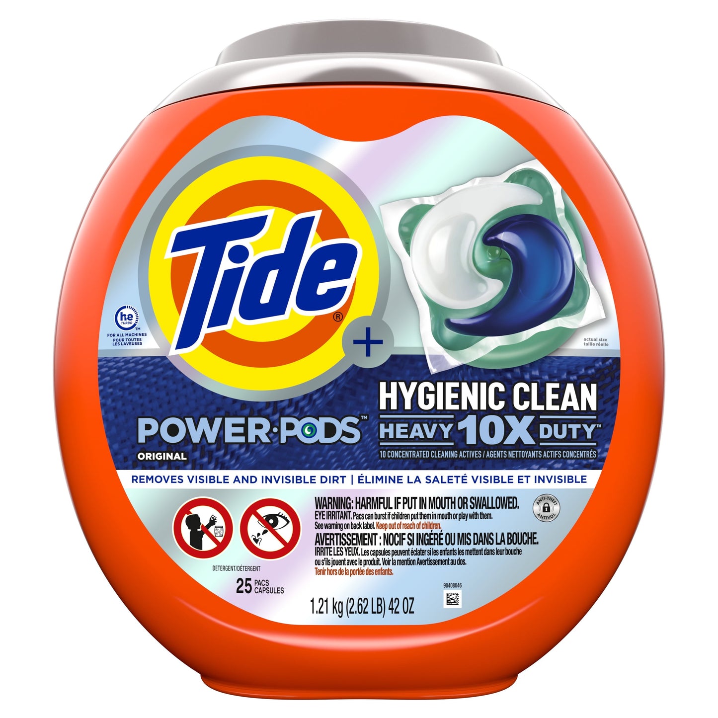 Tide Power Pods Laundry Detergent Soap Packs, Hygienic Clean, Original, 25 Ct