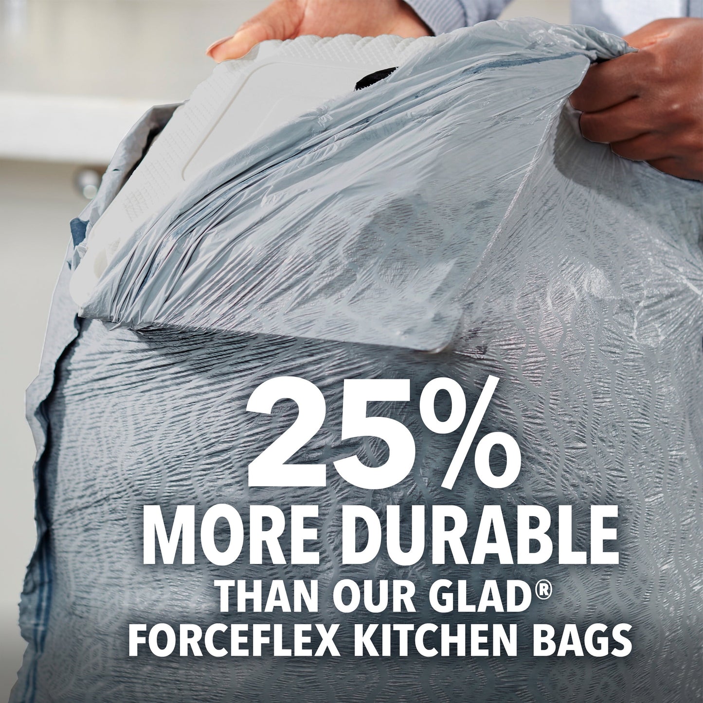 Glad ForceFlex MaxStrength 13 Gallon Tall Kitchen Drawstring Trash Bags, Gain Lavender, 40 Bags