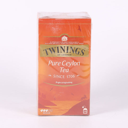 TWININGS TEA PURE CEYLON BRIGHT & REFRESHING 25 BAGS 50 GM