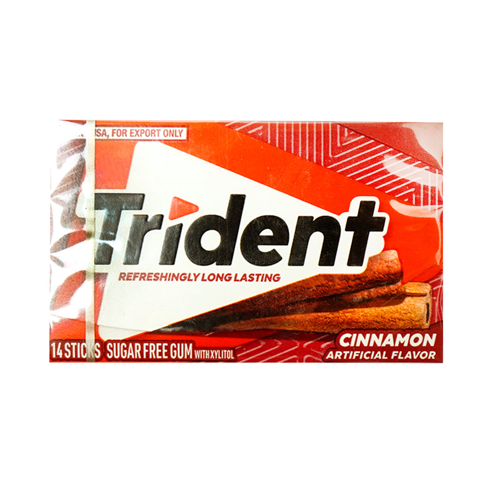 TRIDENT BUBBLE GUM CINNAMON SUGAR FREE 14 STICKS