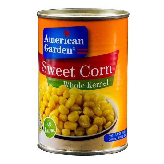 AMERICAN GARDEN SWEET CORN IN BRINE WHOLE KERNEL TIN 400 GM