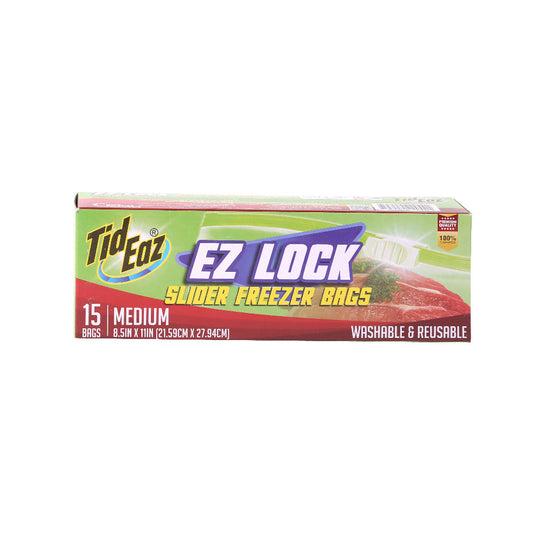 TID EAZ EZ LOCK SLIDER FREEZER 15 BAGS MEDIUM 8.5X11