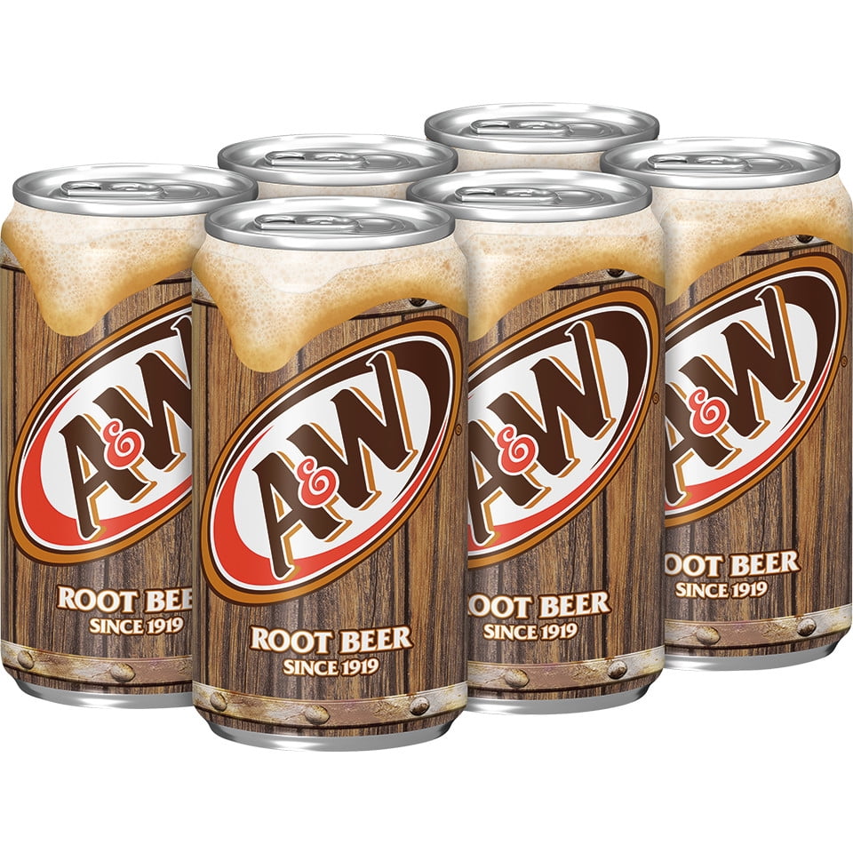 A&W Root Beer Soda, 7.5 fl oz cans, 6 pack