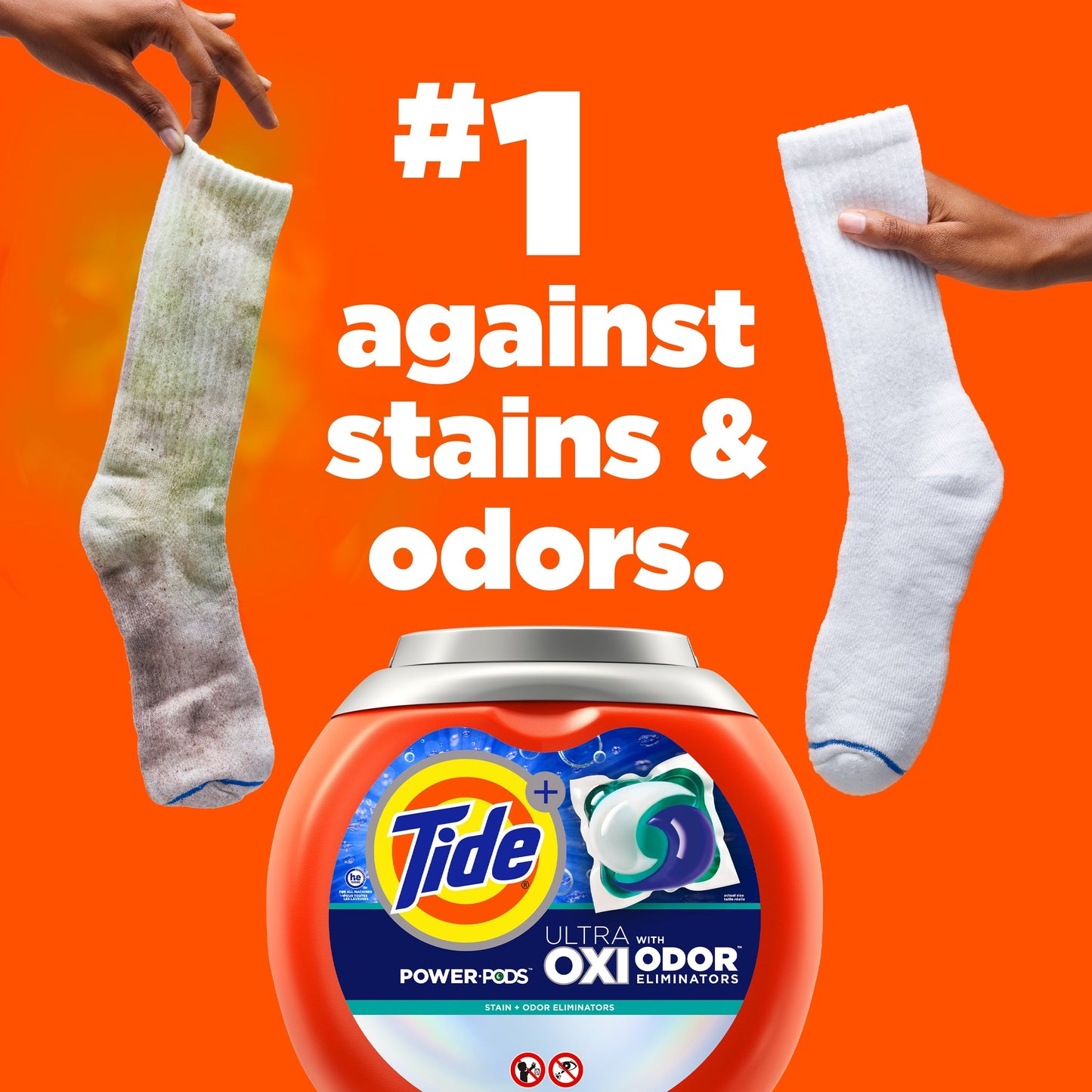 Tide Ultra OXI Power PODS with Odor Eliminators Laundry Detergent Pacs, 25 Count