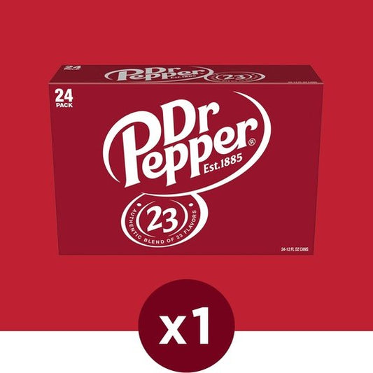 Dr Pepper Soda, 12 fl oz cans, 24 pack