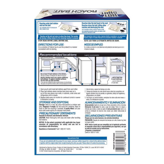 Hot Shot 12ct Roach Bait Stations, kills roaches for up to 6 months