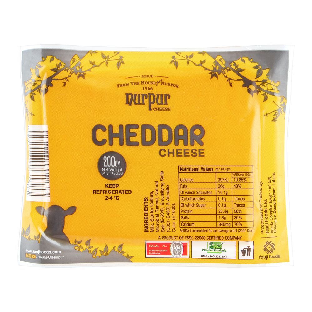 NURPUR CHEDDAR CHEESE BLOCK 200GM