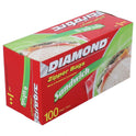 DIAMOND ZIPPER BAGS SANDWICH 100 CT PC