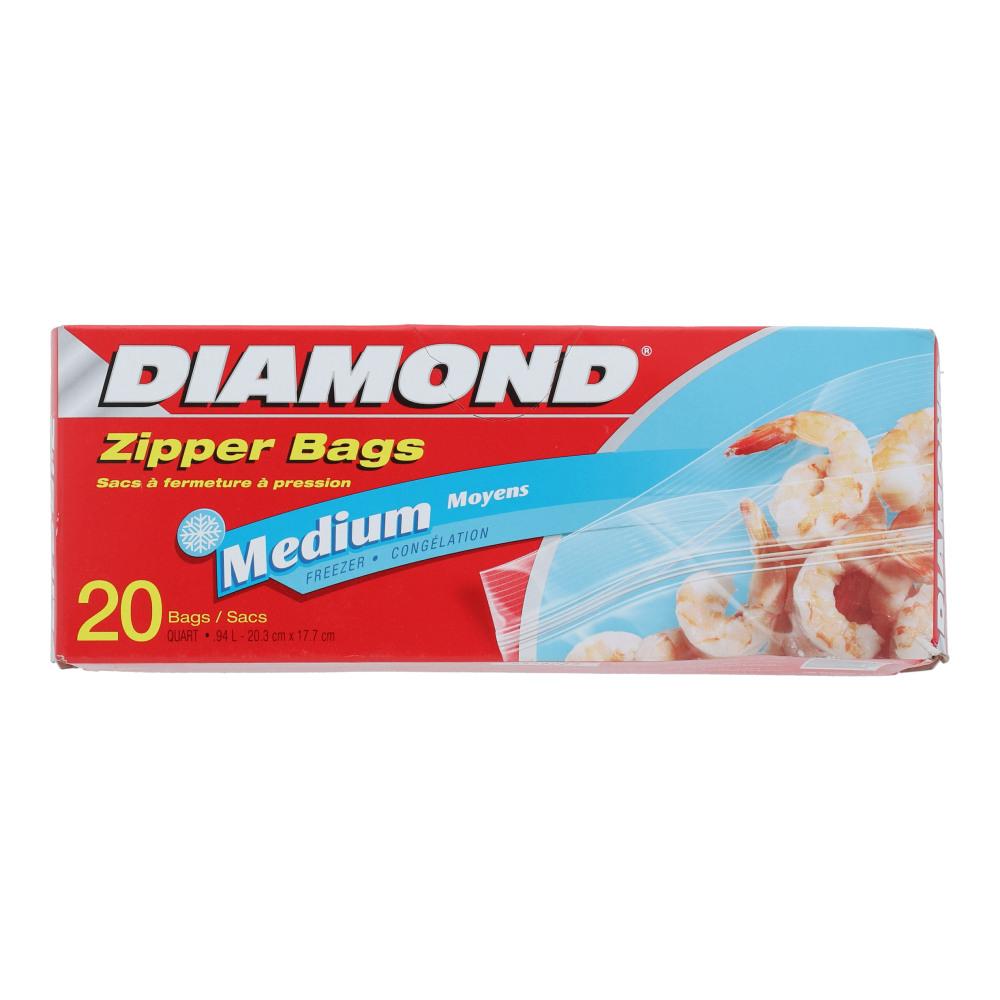 DIAMOND ZIPPER BAGS FREEZER MEDIUM 20CT PC