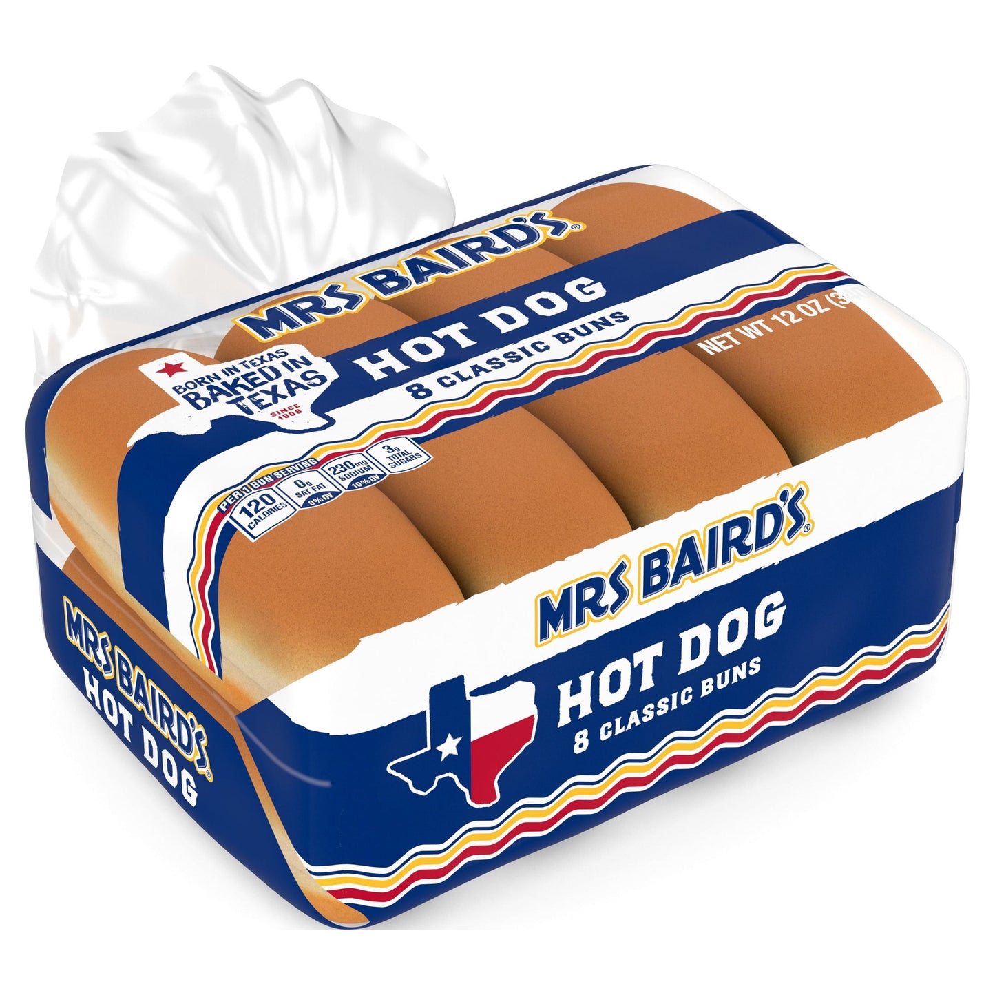 Mrs Baird's Classic Hot Dog Buns, 8 count, 12 oz