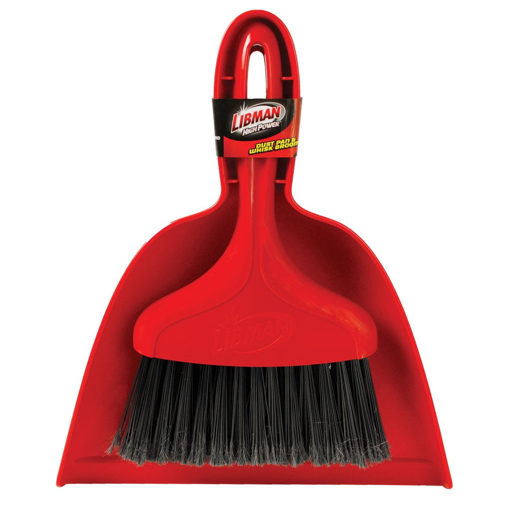 Libman Whisk Broom with Dust Pan -Red