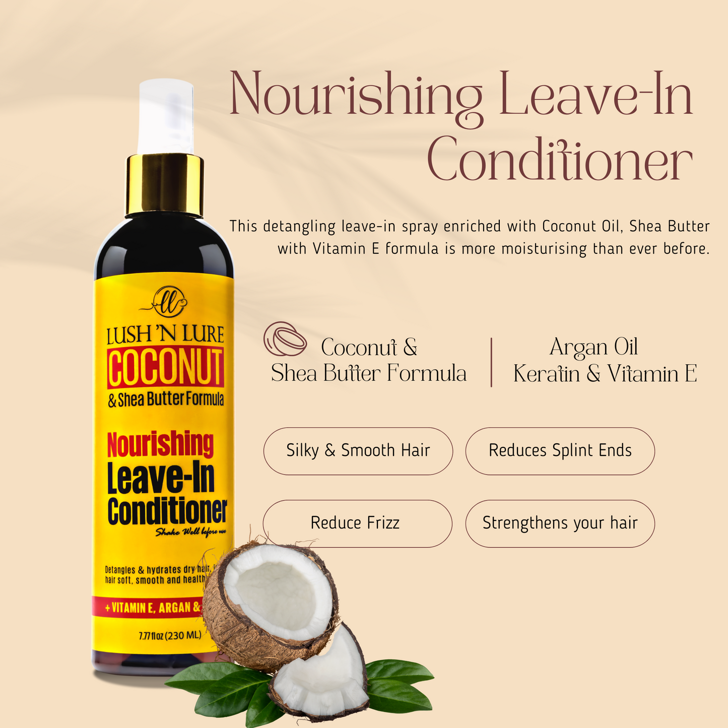 LUSH N LURE COCONUT NOURISHING LEAVE IN CONDITIONER 230ML