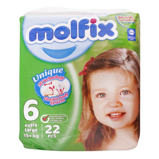 MOLFIX DIAPERS NO6 EXTRA LARGE 15 PLUS KG 22PCS