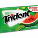 TRIDENT BUBBLE GUM WATER MELON TWIST SUGAR FREE 14  STICKS