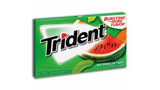 TRIDENT BUBBLE GUM WATER MELON TWIST SUGAR FREE 14  STICKS