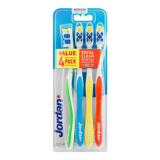 JORDAN TOOTH BRUSH TOTAL CLEAN 4 PC MEDIUM VALUE PACK