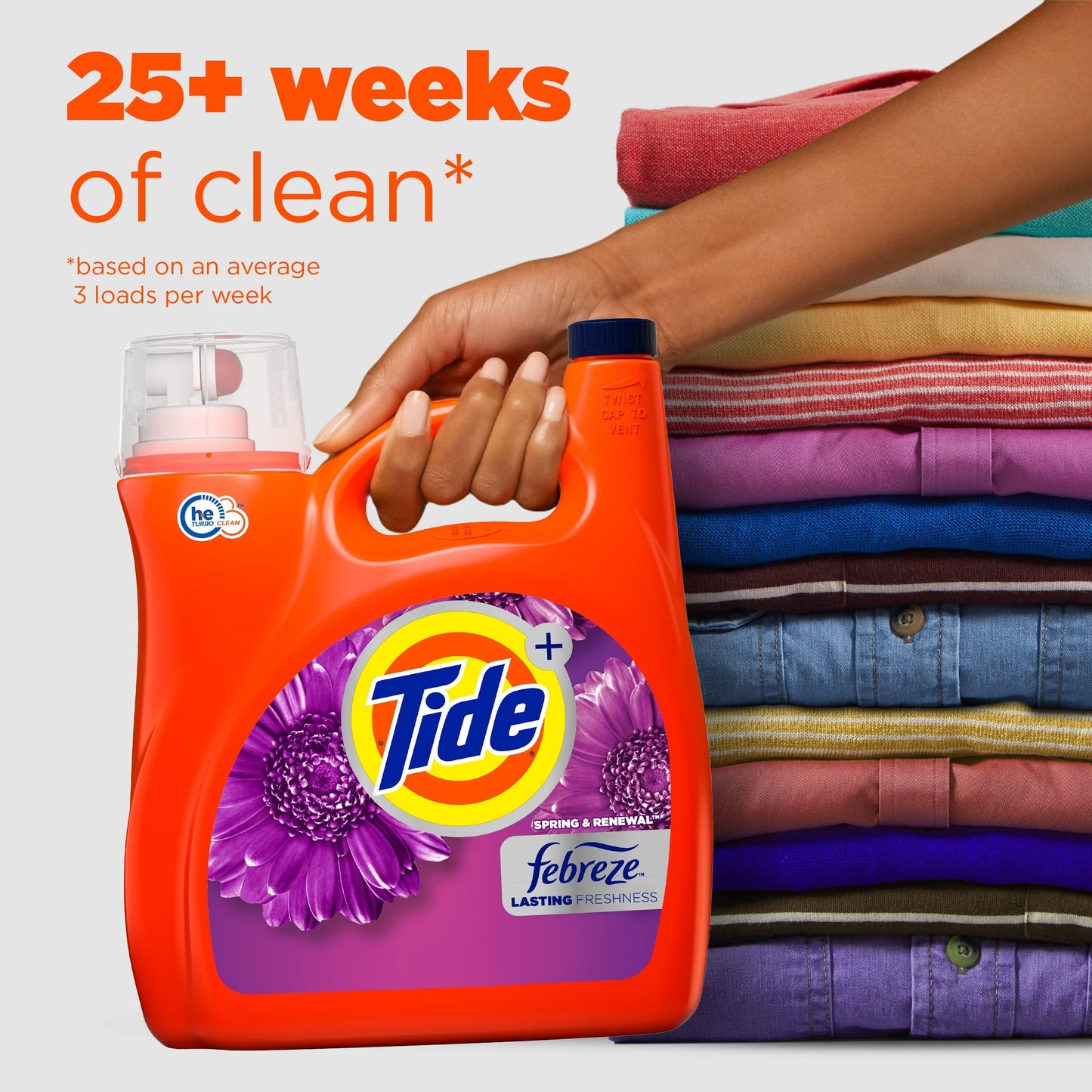 Tide Plus Febreze Spring & Renewal Liquid Laundry Detergent, 94 Loads, 146 fl oz