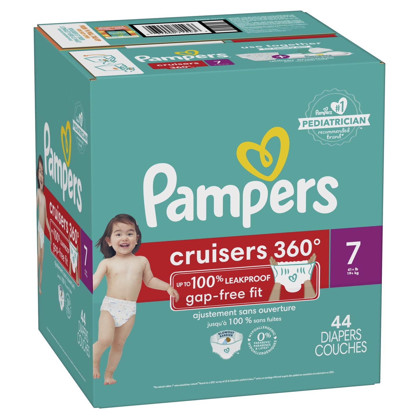 Pampers Cruisers 360 Diapers Size 7, 44 Count