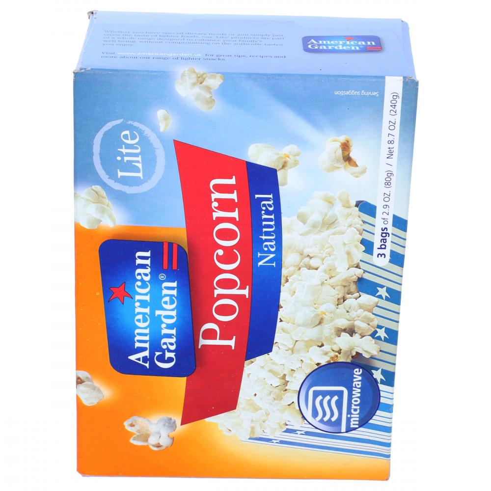 AMERICAN GARDEN POP CORN NATURAL LIGHT 240 GM