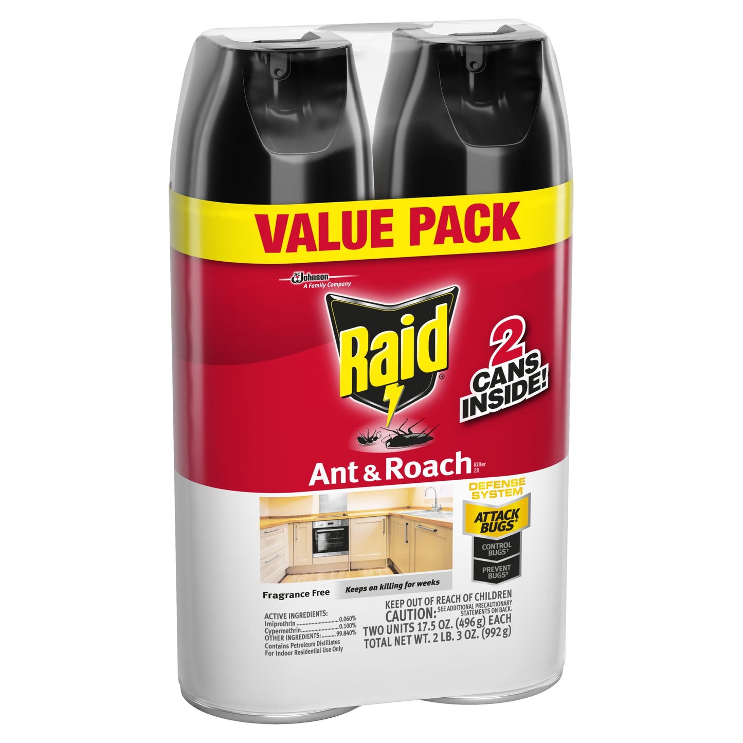 Raid®  Ant & Roach Killer 26, Fragrance-Free Bug Spray, 17.5 fl oz, 2 ct