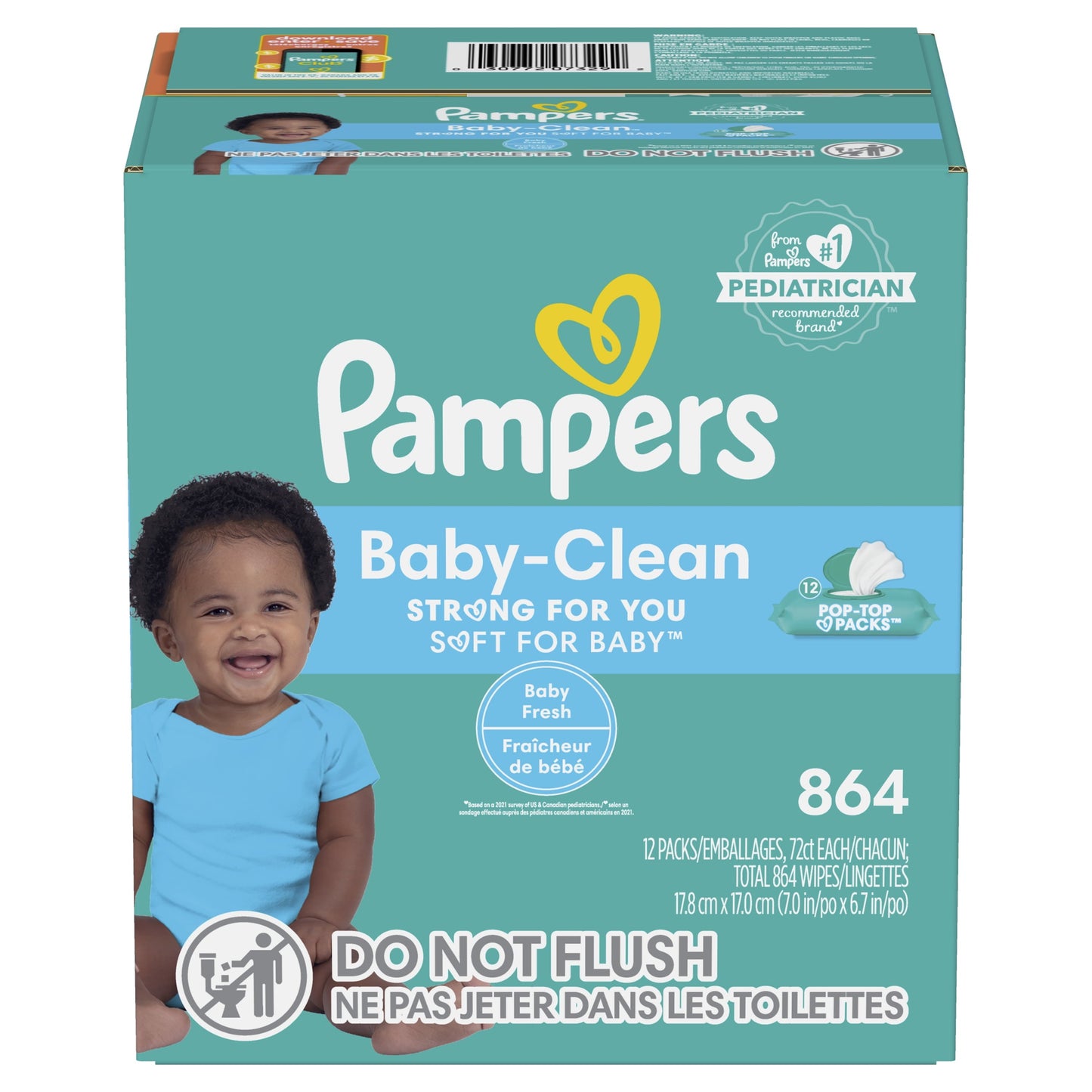 Pampers Flip Top Wipes Baby Fresh 12x 864 Wipes