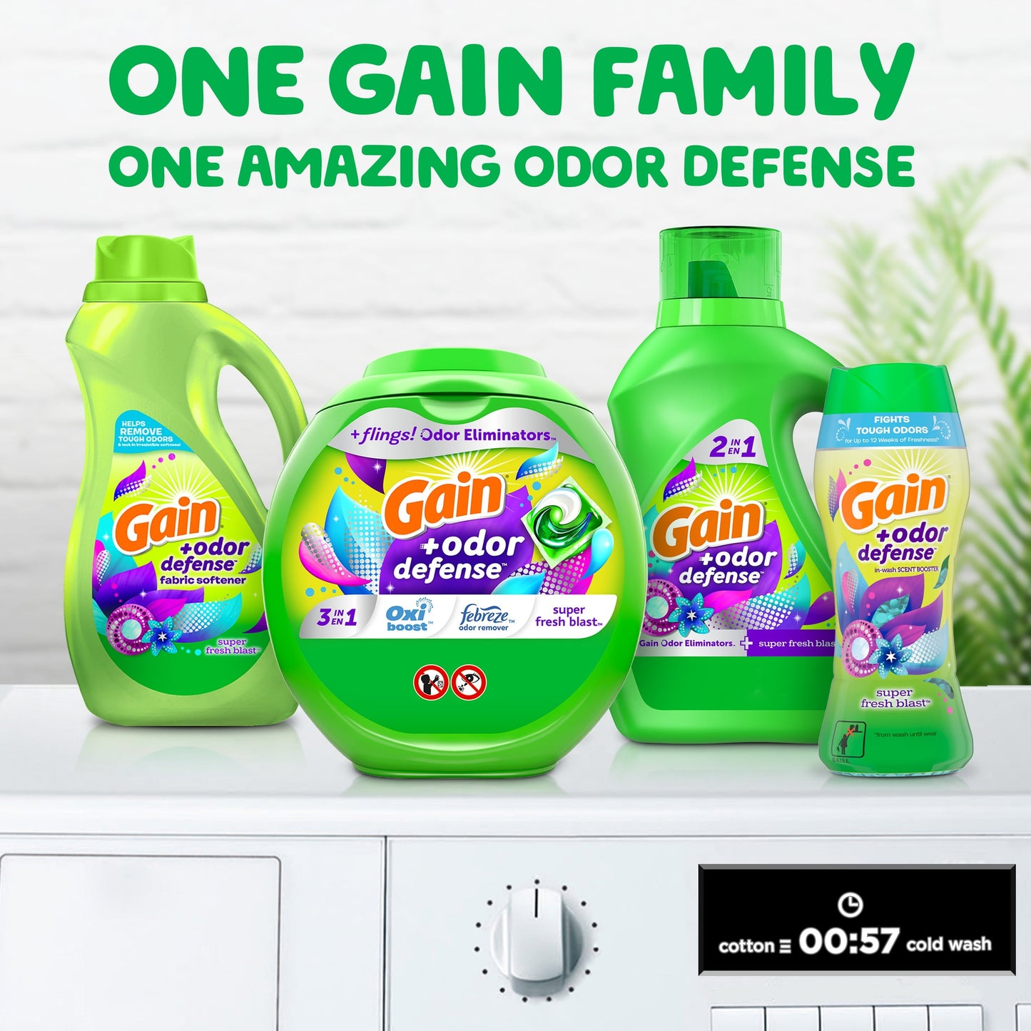 Gain Flings Laundry Detergent Pacs with Odor Defense, 60 Ct, Super Fresh