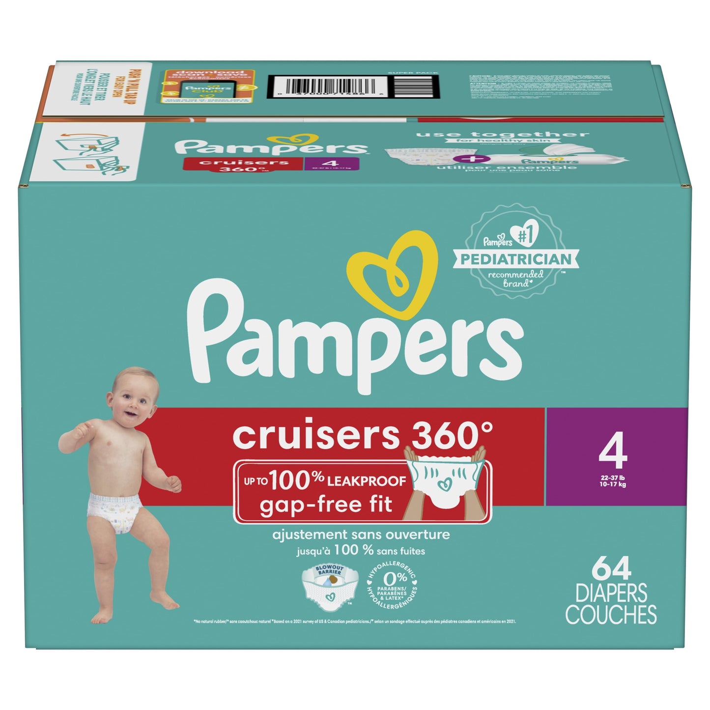 Pampers Cruisers 360 Diapers Size 4, 64 Count (Select for More Options)