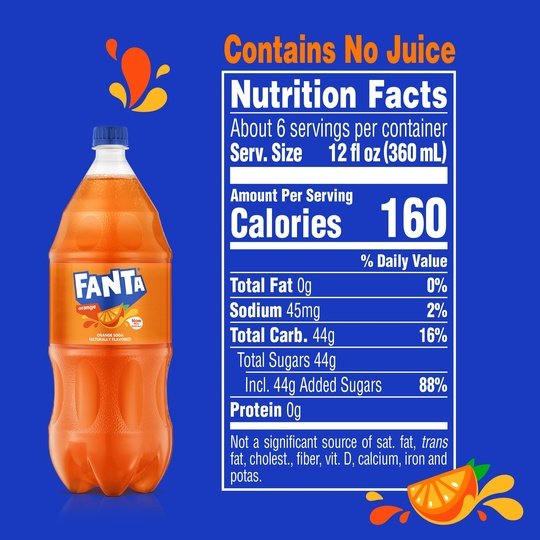 Fanta Orange Fruit Soda Pop, 2 Liter Bottle